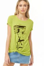 Radio Angel Graphic Tee MEDIUM,GREEN/BLACK