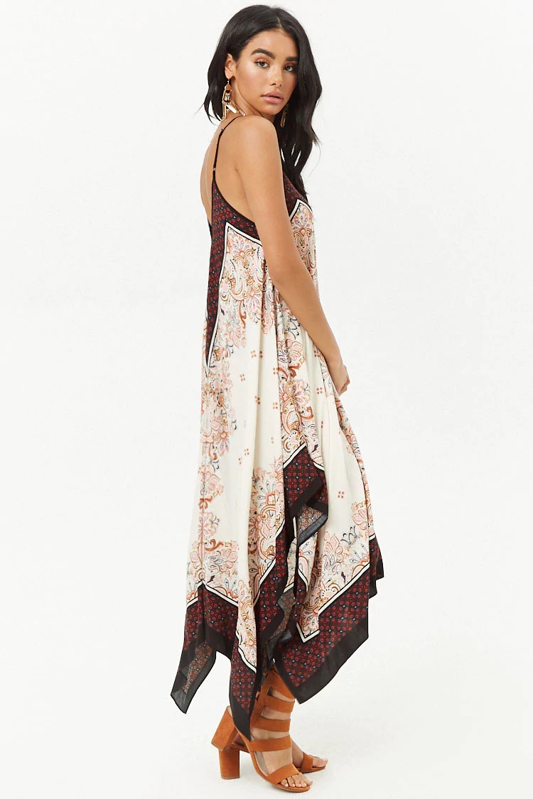 Scarf Print Handkerchief-Hem Dress - Image 4
