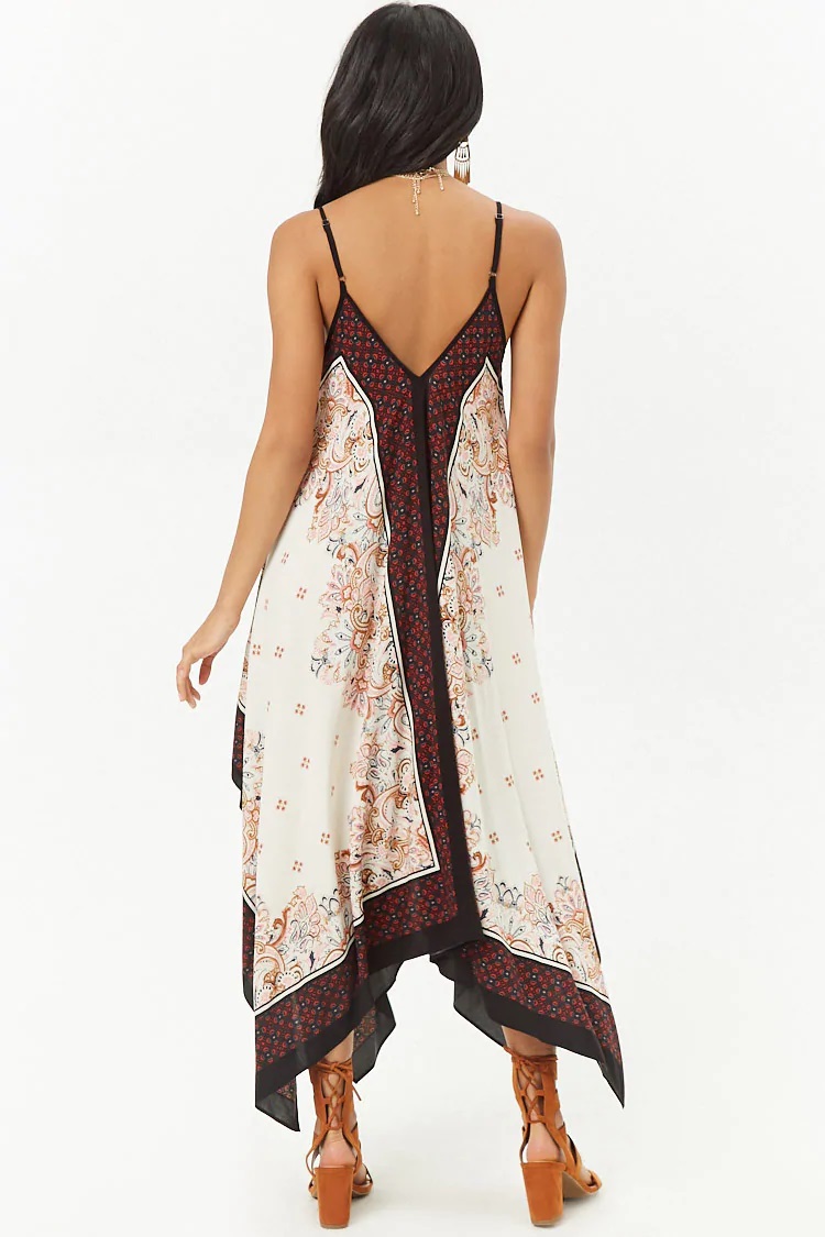 Scarf Print Handkerchief-Hem Dress - Image 3