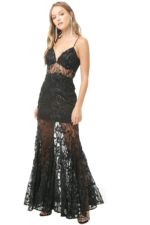 Sequin Floral Applique Mermaid Gown